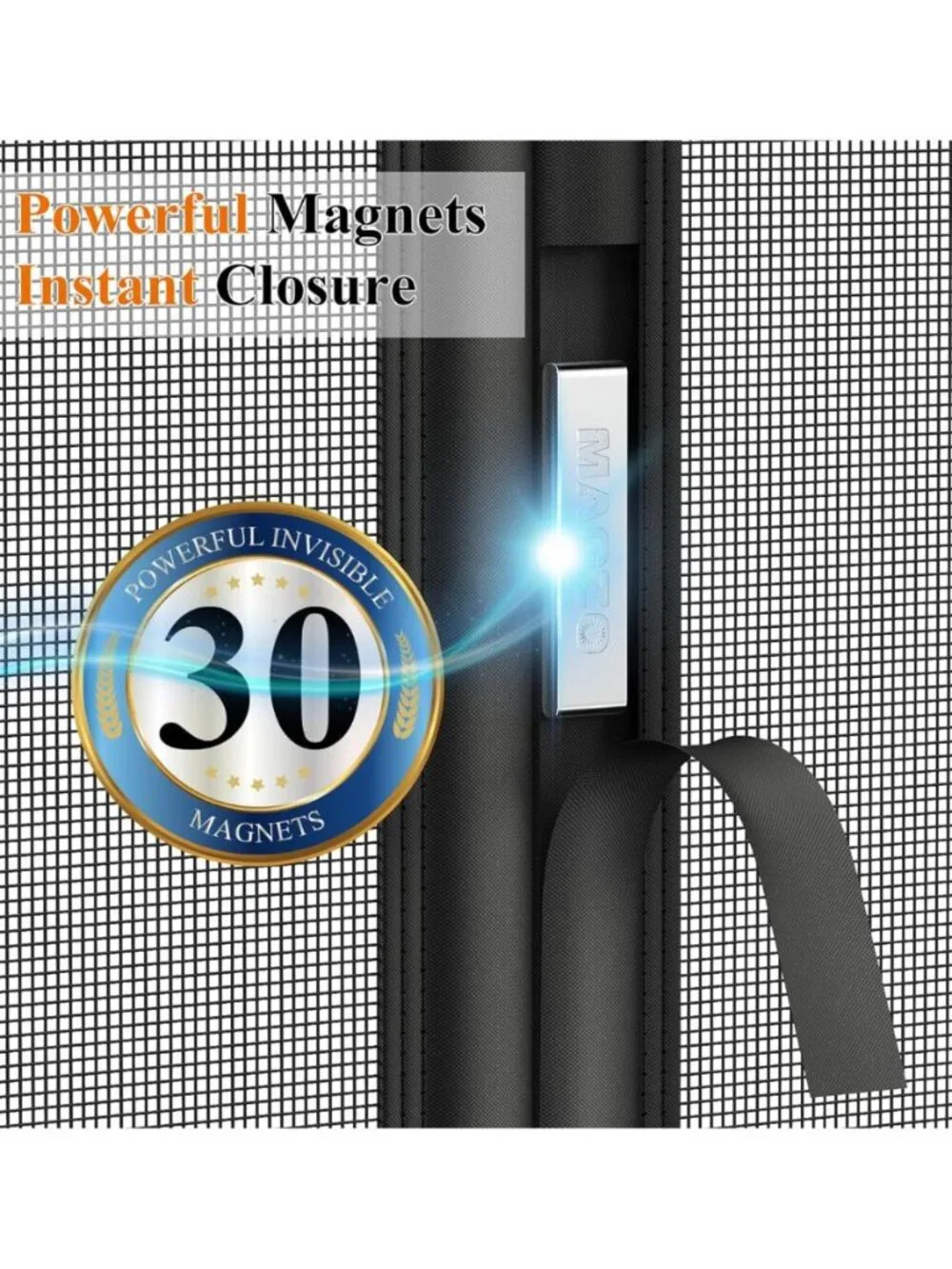 MAGZO Magnetic Black Mesh Reversible Screen Door - 36'' x 80'' NEW
